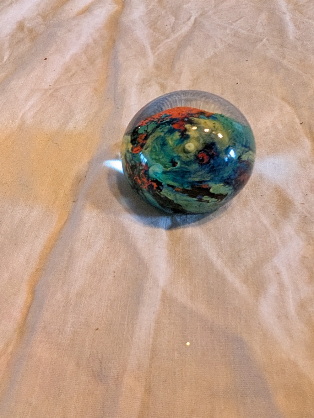 💥SALE 💥Vintage Green Blue Red Glass Paperweight